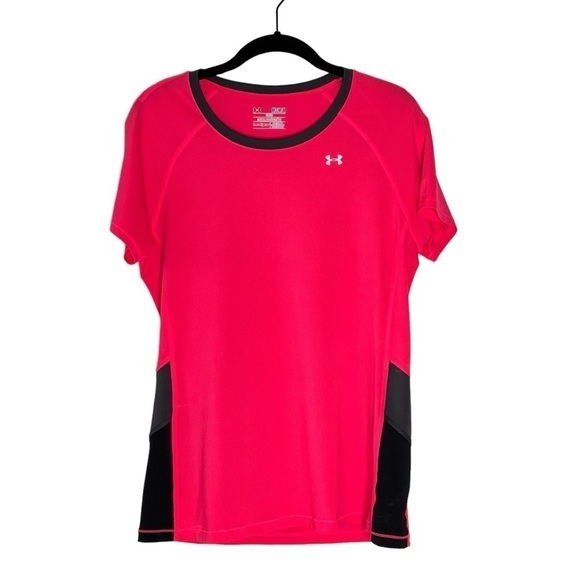 UNDER ARMOUR Fitted HeatGear Coral Pink Short Sleeve Shirt Women's Size M - Picture 8 of 11